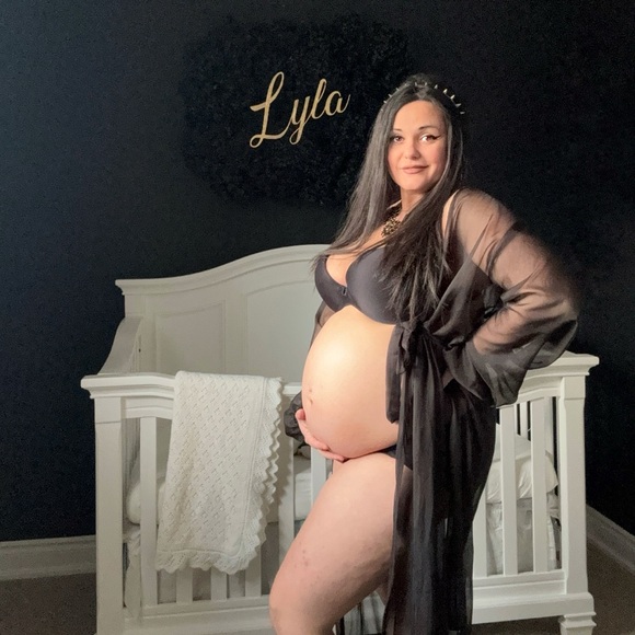 black sheer robe cover up or maternity shoot wrap - Picture 2 of 3